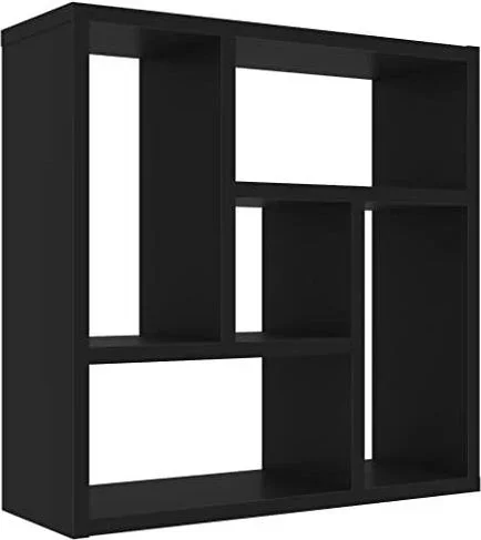 Etagère Murale Bibliothèque Etagère à Livres avec 5 Compartiments de Rangement Flottante Suspendue Noir 45,1x16x45,1 cm Bois dIngénierie