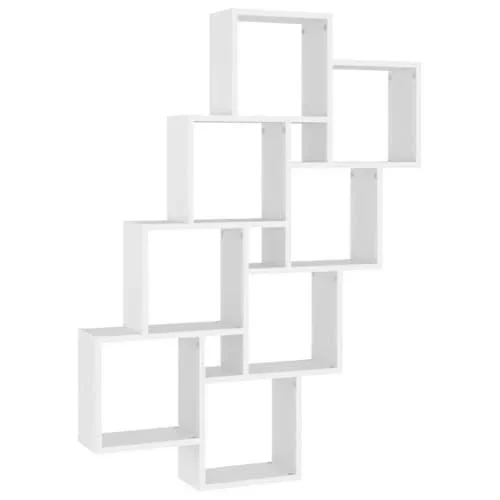 Étagère Murale Cube, Support Suspendu avec Compartiments, Meuble Flottant Salon Salle de Séjour, Moderne, Blanc Bois dIngénierie