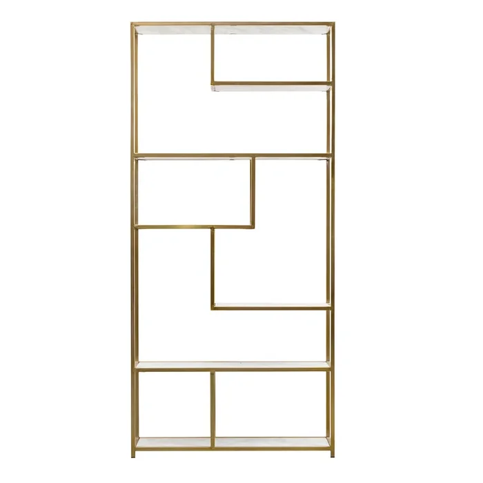 Étagère Murale Golden – Emily – Marbre Blanc/Or – 219 cm