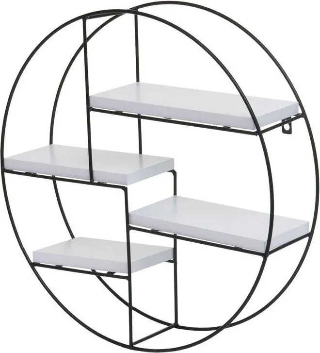 Étagère murale HWC-K76 – Étagère suspendue Étagère flottante – 4 étagères en métal massif-bois industriel 45x45x11cm – blanc