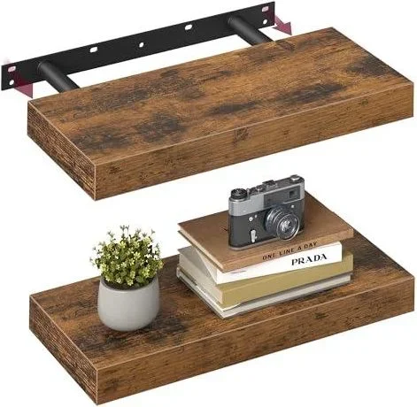 Étagères murales, Lot de 2, Tablettes flottantes, Étagères suspendues, pour Livre, Photo, décoration, 40 x 20 x 3,8 cm, en MDF, pour Salon, Cuisine, e Marron