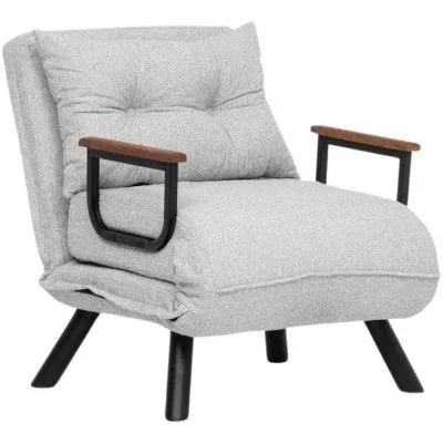 Fauteuil convertible en tissu effet bouclette Sando (Gris)