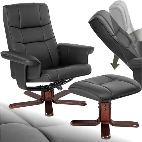 Fauteuil Relax TV Fauteuil Salon pivotant 360° & Inclinable avec Repose Pieds & Pieds Solides en Bois Chaise Ergonomique Cocooning Relaxation Allaitem Marron