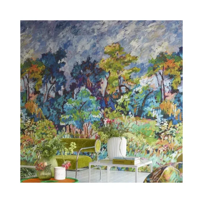 Forêt Impressioniste Cobalt, papier peint panoramique, Designers Guild