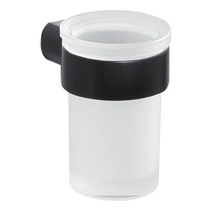 Gedy – Porte-brosse à dents mural PIRENEI blanc de lait verre/noir