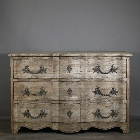 Grande commode arbalète 3 tiroirs en bois de mindi couleur naturel
