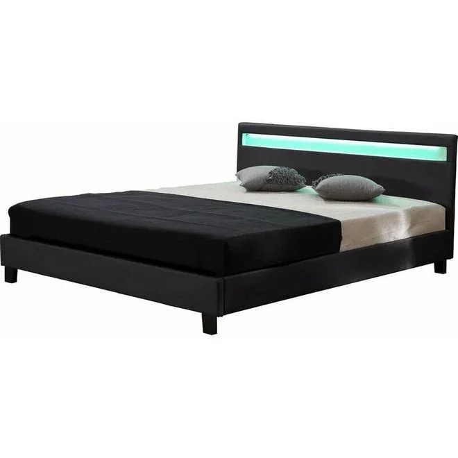 Habitat Et Jardin – Lit led Maria – 140 x 190 cm – Noir