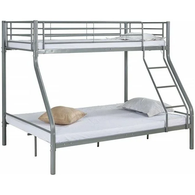 Habitat Et Jardin – Lit superposé en métal Leo Sommiers inclus – 90/140 x 190 cm – Gris