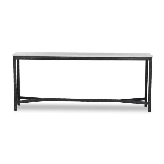 Hammered White Marble Iron Console Table