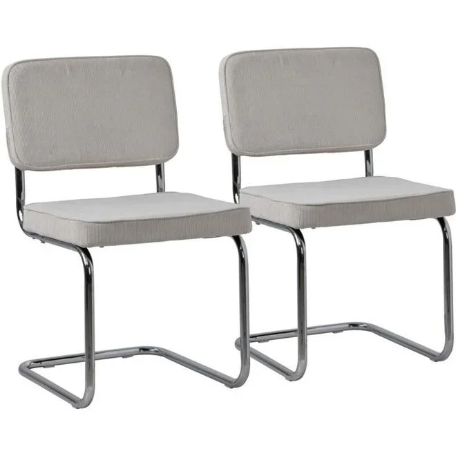 Happy Garden – Lot de 2 chaises cantilever en velours côtelé beige maria