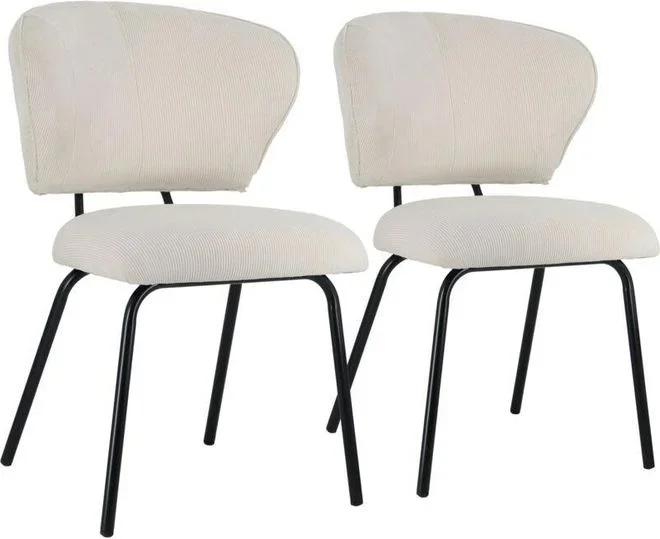 Happy Garden – Lot de 2 chaises en velours côtelé beige nilsa