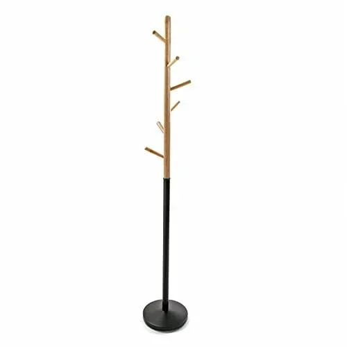 Holstebro Porte-Manteau Vêtements Portemanteau Style Minimaliste, avec 6 Crochets ou cintres pour vêtements ou Sacs, Dimensions (H x l x L) 180 x 28 x Noir