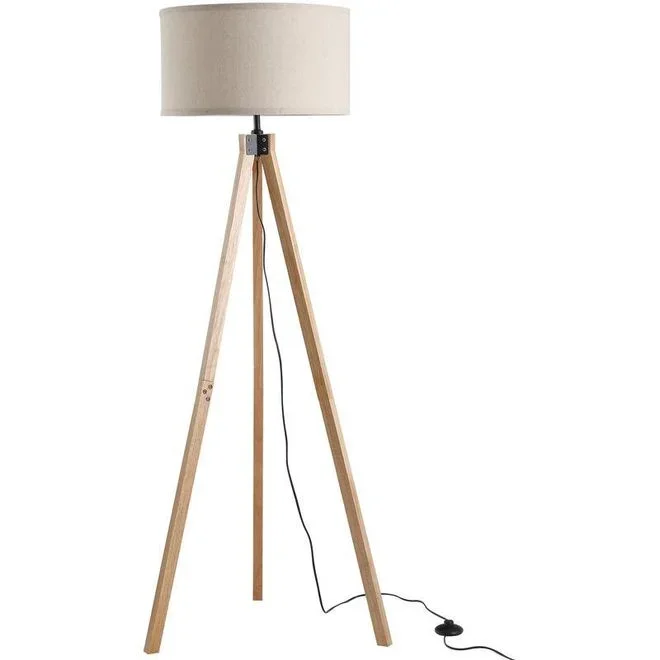 Homcom – Lampadaire trépied style scandinave 40 w max. dim. 45L x 45l x 152H cm bois de pin lin beige