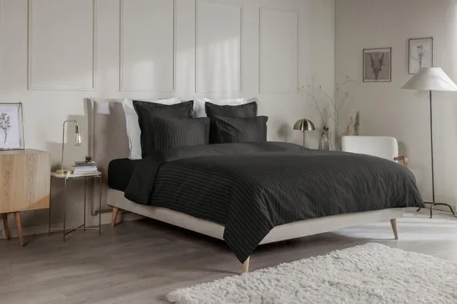 Housse de couette 100% Percale de coton 260×240 – Teracotta & Gris clair