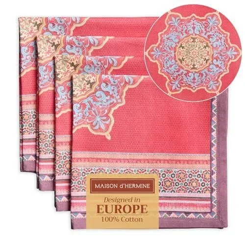 Ispahan Lot de 4 serviettes de table, 100 % coton, douces et confortables, parfaites pour les dîners de famille, les mariages, les cocktails, Thanksgi