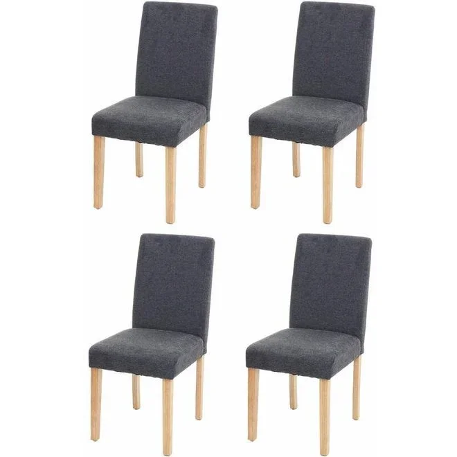jamais utilisé] 4x chaise de salle à manger chaise de cuisine Littau, textile, gris anthracite, pieds clairs