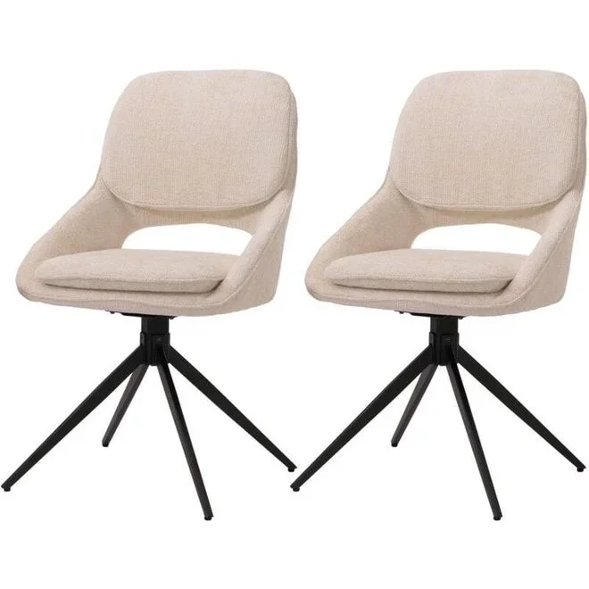 jamais utilisé] Lot de 2 chaises de salle à manger 617, chaise de cuisine, pivotante Auto-Return, tissu/textile chenille (490g/m²) Oeko-Tex