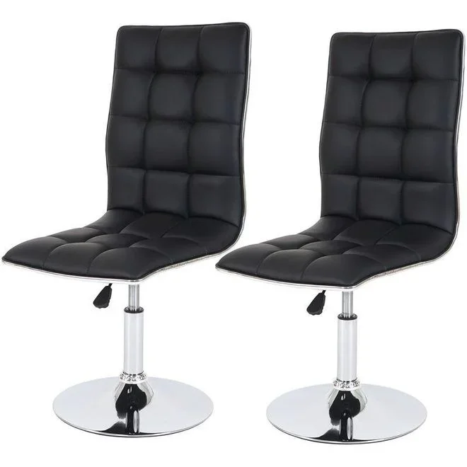 jamais utilisé] Lot de 2 chaises de séjour ou de salle à manger 834, style rétro, similicuir, noir