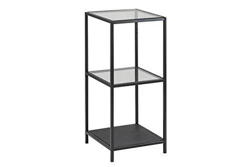 Jörn Bibliothèque avec 2 Étagères, Étagère en Métal et Verre de Style Industriel, Étagère de Rangement pour le Salon, Facile à Monter, H : 82, 5 x L : Noir