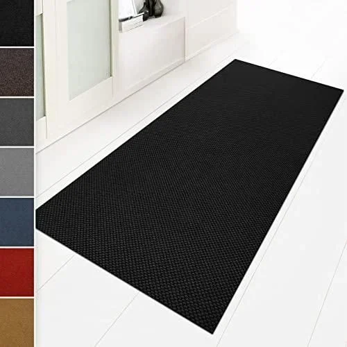 KARAT Tapis Anti-salissures Hong Kong – Tapis dentrée résistant au UV Lavage – Grande capacité de rétention des saletés – Surface raffinée élégante, D Noir