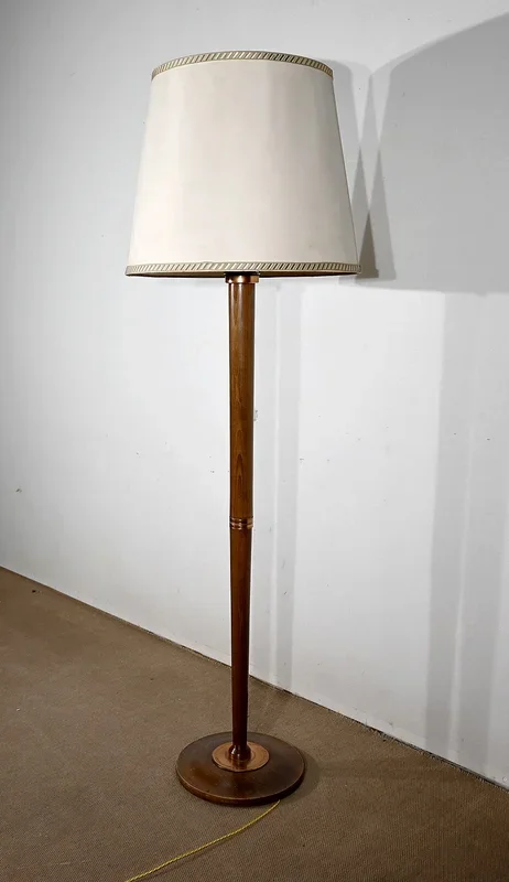 Lampadaire Art Déco en Hêtre vernis – 1940