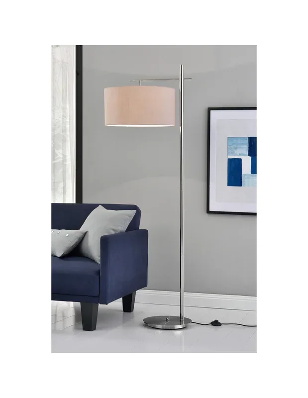 Lampadaire en métal et tissu gris 155 cm