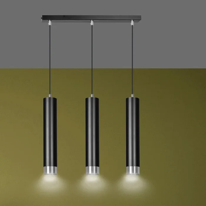 Lampe à suspension KIBO 3L, noire, GU10