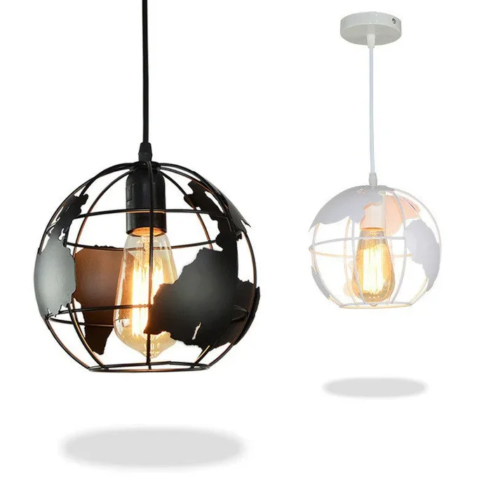 Lampe suspendue Globe terrestre de Style Loft, lampe suspendue en fer à une ampoule pour chambre d&rsquo;enfants