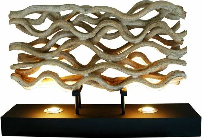 Licht-erlebnisse – Lampe de table led Noir 50 cm Métal Bois flotté Moderne Lampe de table Salon