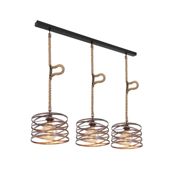 Linear suspension Globo Lighting MARCO metal black E27 3 lamps
