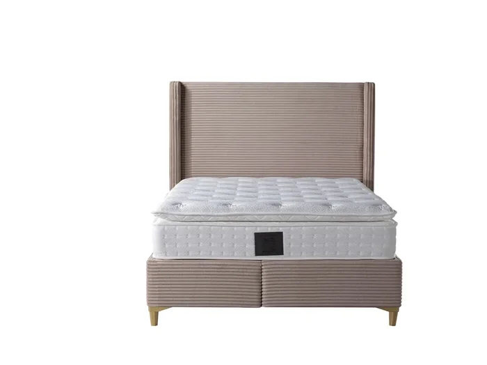 Lit Coffre VENUS – Velours Côtelé – 140×190 cm avec Planche de Rangement