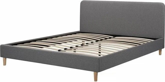 Lit double en tissu Louise – 140 x 190 cm – Gris