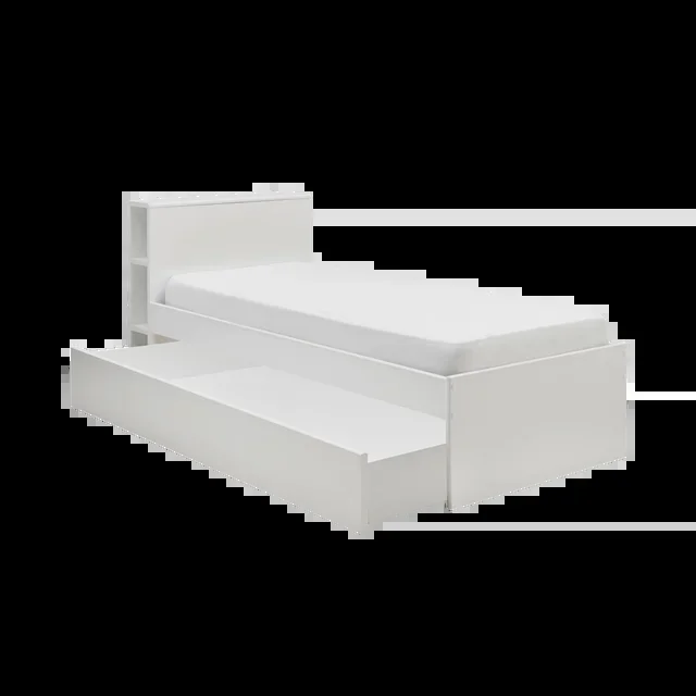 Lit rangement bois massif Sebastian – Blanc