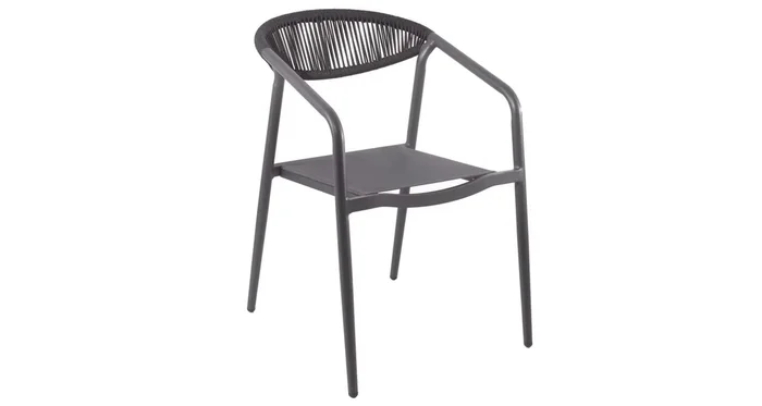 Lot 2 fauteuils de jardin en alu gris foncé empilables Genève