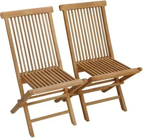 Lot de 2 chaises de Jardin Pliantes en Teck Lombok Marron