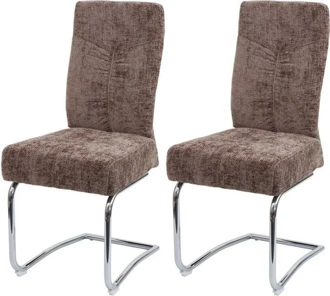 Lot de 2 chaises de salle à manger 125, chaise de cuisine cantilever chaise inclinable, métal tissu/textile chenille, bleu-vert