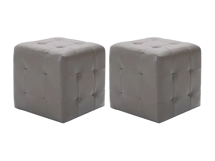 Lot de 2 poufs PVC grise 30 x 30 x 30 cm DEC029931