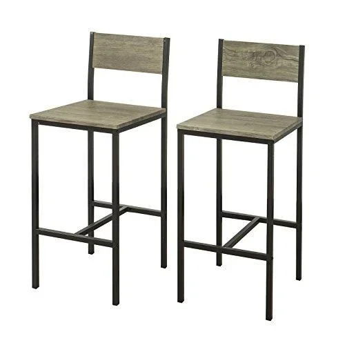 Lot de 2 Tabourets de Bar pour Cuisine – Tabourets Hauts en Métal au Design Compact – Chaises Hautes Idéales pour Îlot Central, Salle à Manger, Coiffe Marron