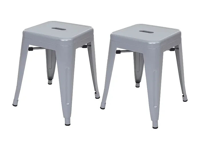 Lot de 2 tabourets métal grise 39 x 39 x 46 cm 04_0000502