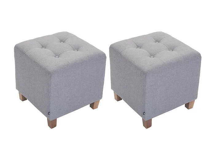 Lot de 2Tabouret – Tissu & Bois – Gris clair – Pharao