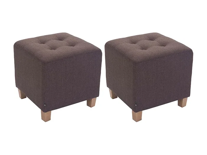 Lot de 2Tabouret – Tissu & Bois – Marron – Pharao