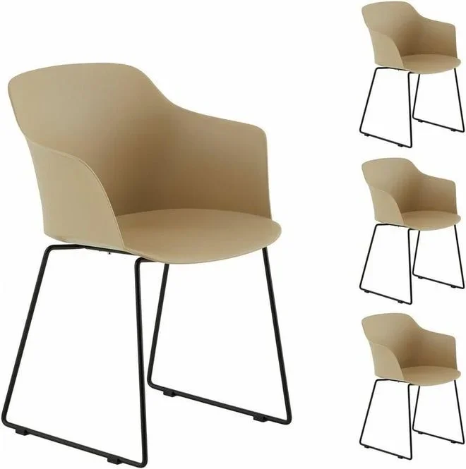 Lot de 4 chaises de jardin foro en plastique beige