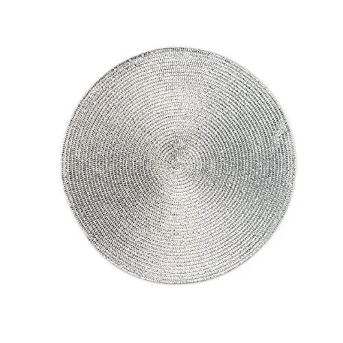 Lot de 6 Sets de Table Ronds en polypropylène argenté Ø 36 cm