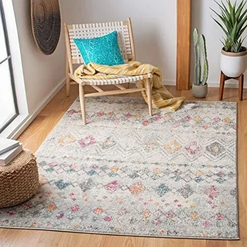 Madison Collection MAD798H Tapis décoratif à Motif marocain bohème à Aspect Vieilli, ne perd Pas Ses Poils et Facile dentretien, idéal pour Les Zones Gris