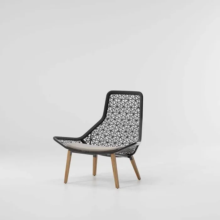 MAIA RELAX ARMCHAIR PIED TEAK/MARENGO ROPE + COUSSIN ASSISE