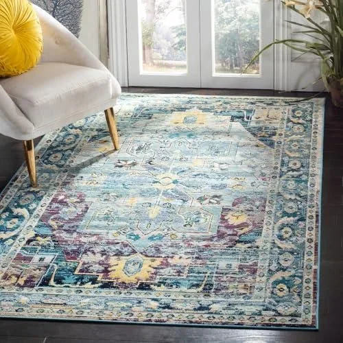 Mcr4571d Vintage Zone Tapis, Polypropylène, Bleu Sarcelle, 67 x 92