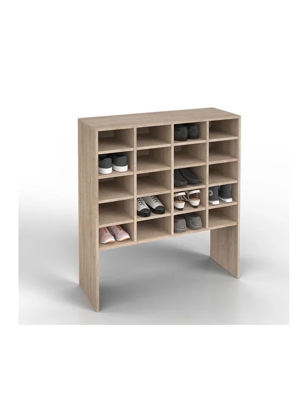 Meuble à chaussure rangement chaussure 20 cases chêne étagère chaussure surélevé