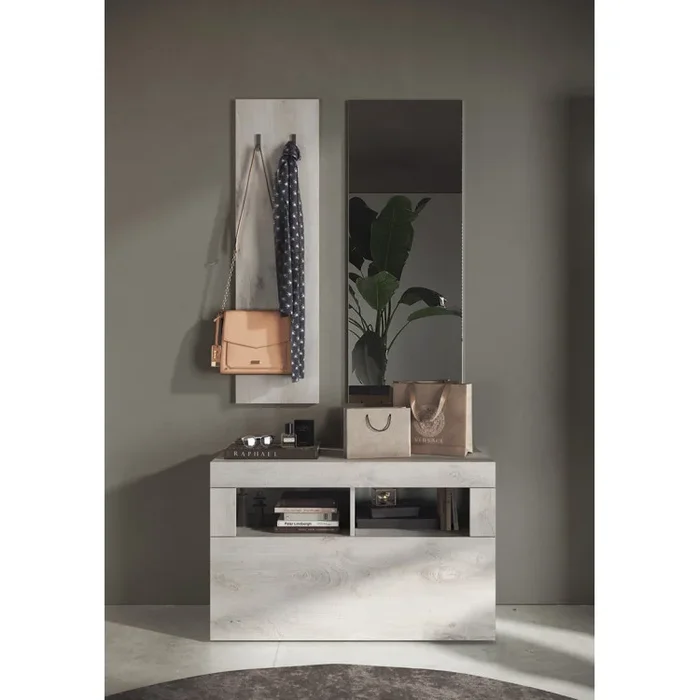 Meuble d’entrée contemporain 3 pièces chêne blanchi Apolyte