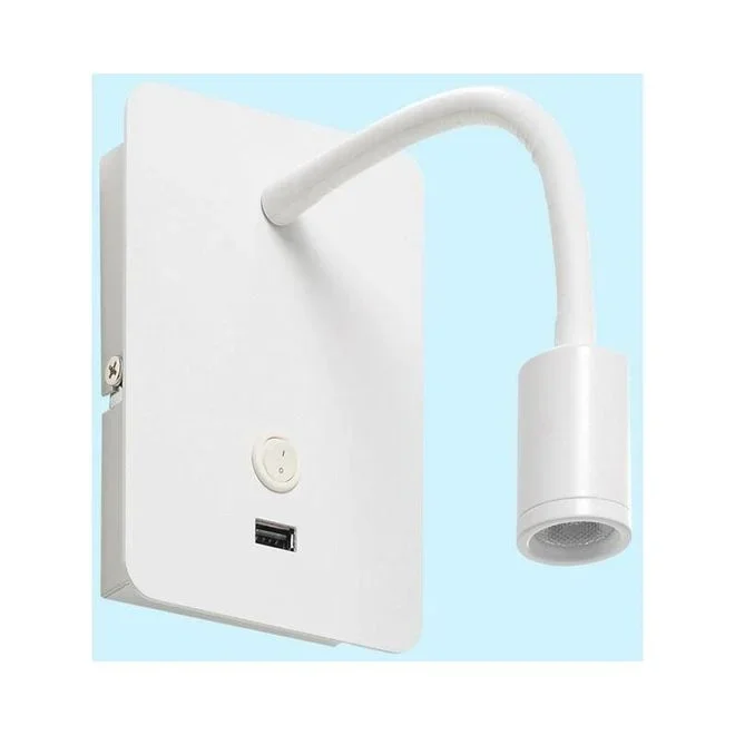 Millumine – Applique Tête De Lit Blanche Flexible Focus Avec Port Usb