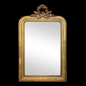Miroir Louis Philippe en bois et stuc Doré